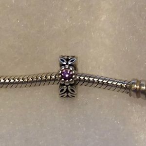 Authentic silver and purple cz pandora spacer